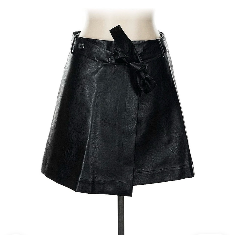 Modern Citizen Black Asymmetrical Wrap Mini Skirt